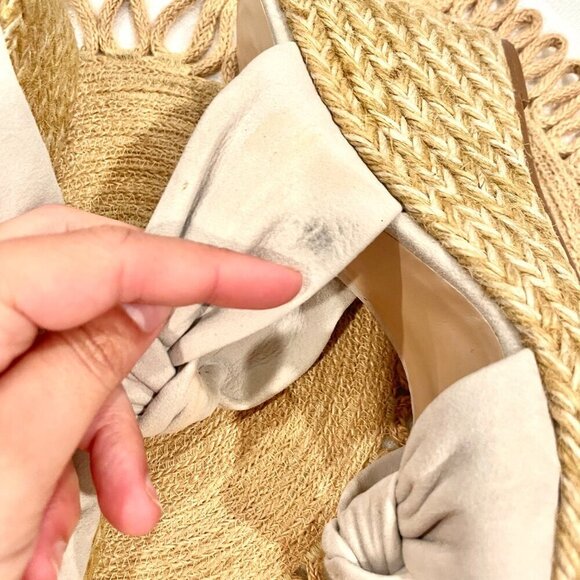 Stuart Weitzman Sarina Grey Suede Knotted Espadrille Wedge Sandals 7 Heeled - Picture 5 of 12